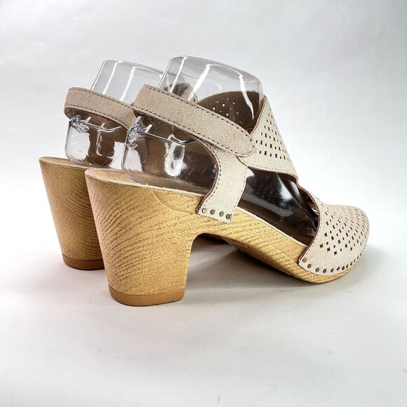 Dansko Women's Teagan Peep Toe Heeled Sandals Size 42 Slingback Vintage Beige - Picture 7 of 12